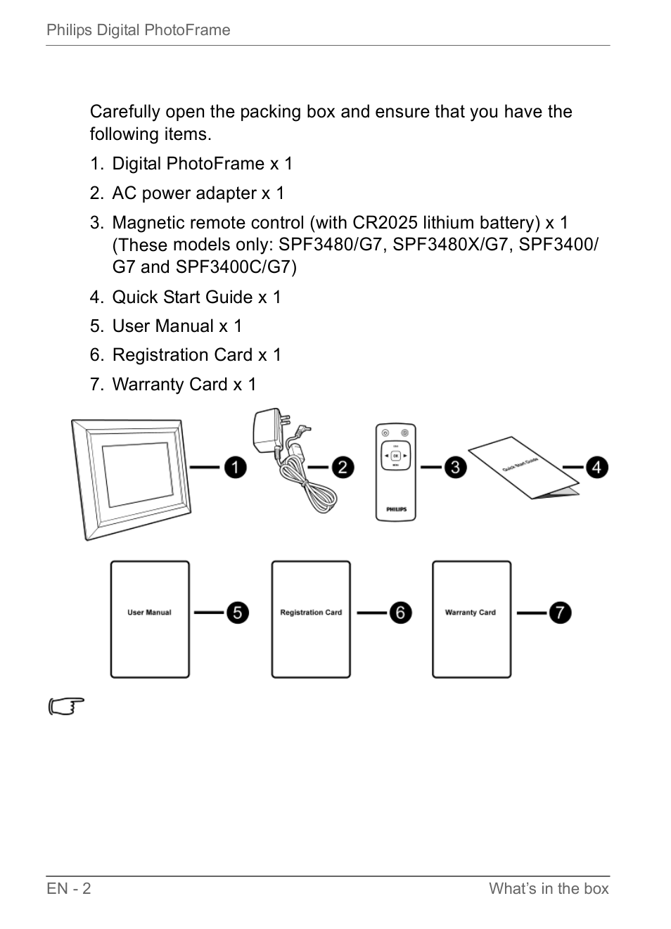 What’s in the box | Philips SPF3470/G7 User Manual | Page 8 / 66