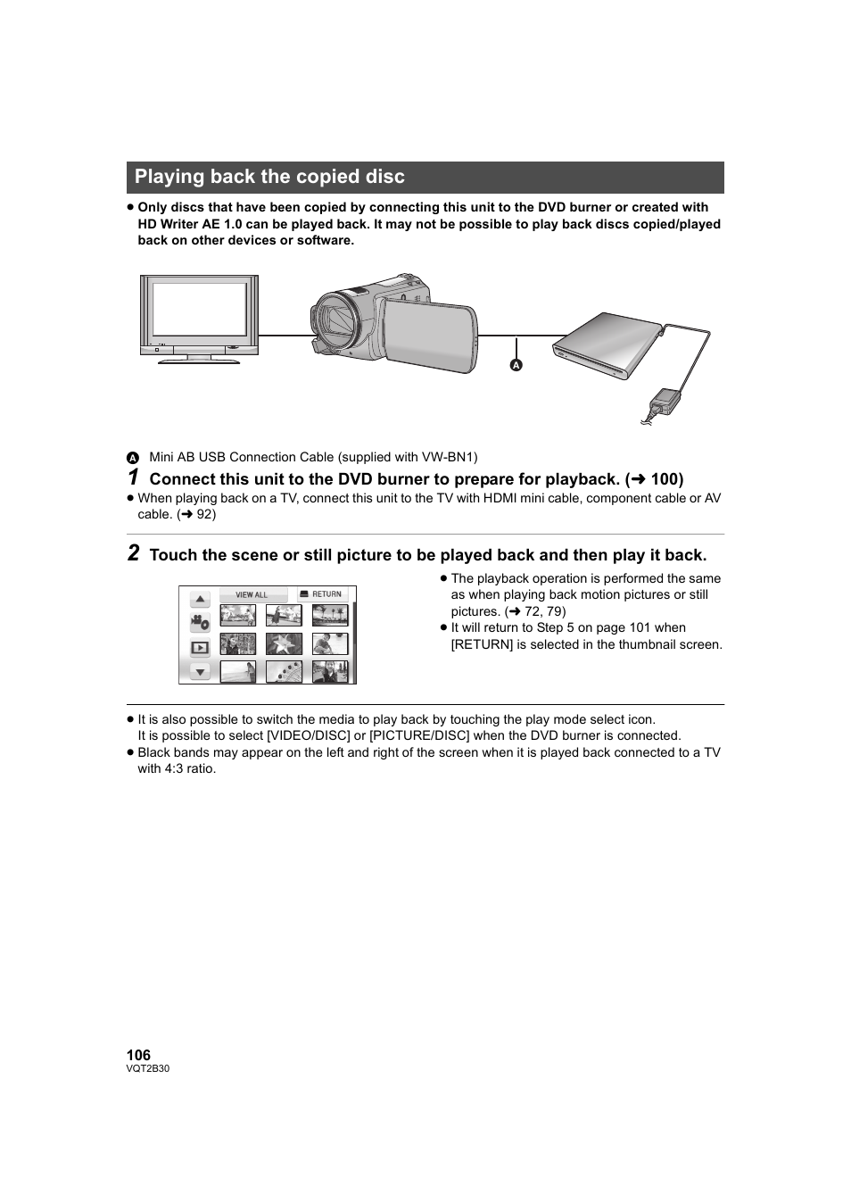 Playing back the copied disc, L 106) | Philips AVCHD HDC-TM20 User Manual | Page 106 / 148