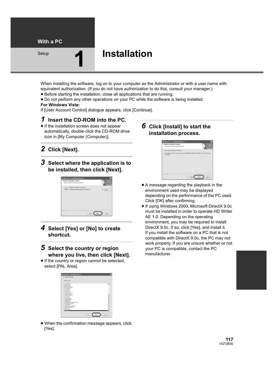 Setup, Installation, 1] installation | Philips AVCHD HDC-TM20 User Manual | Page 117 / 148