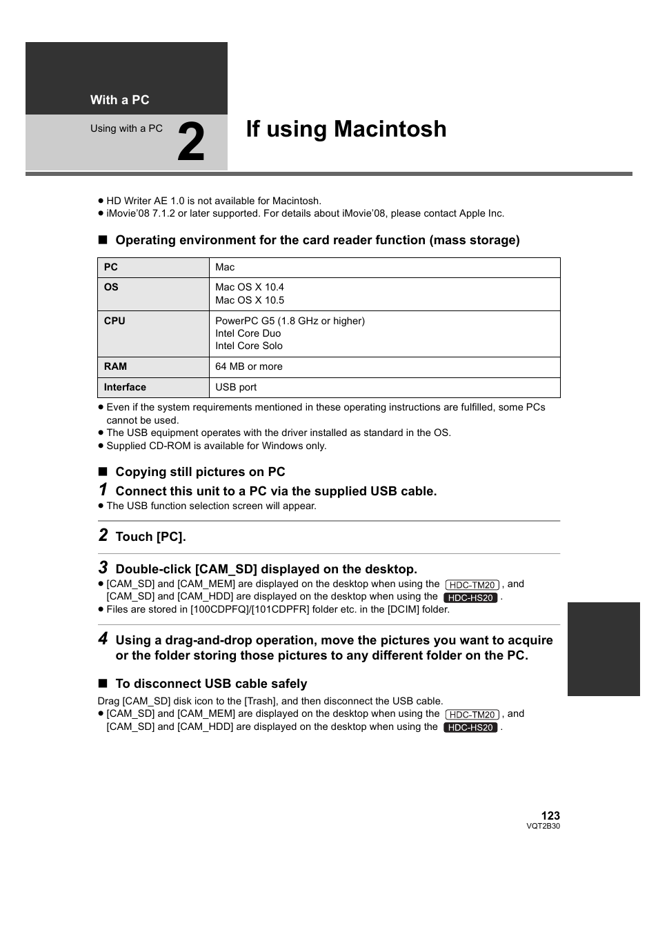If using macintosh, 2] if using macintosh | Philips AVCHD HDC-TM20 User Manual | Page 123 / 148