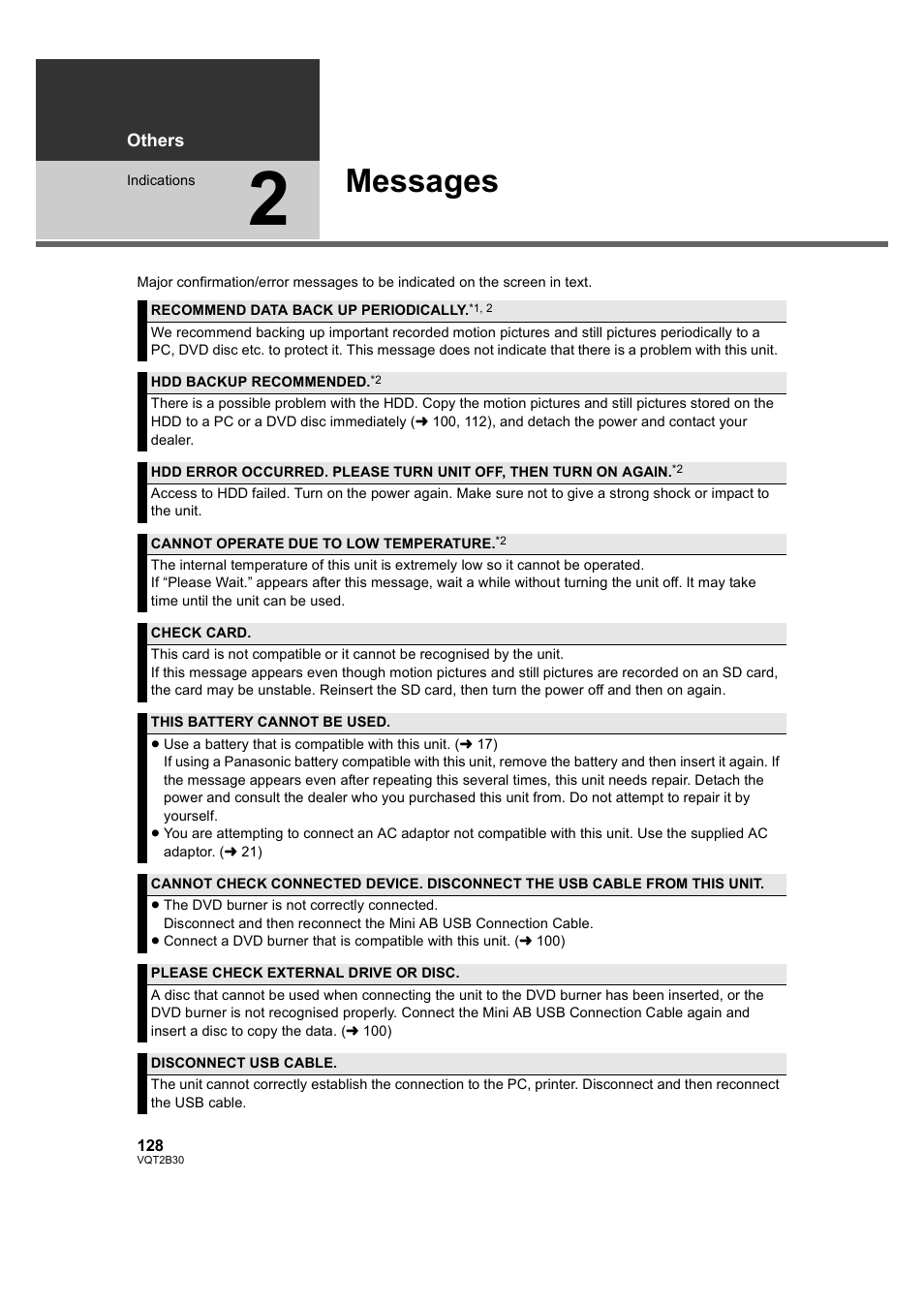 Messages, 2] messages, L 128) | Philips AVCHD HDC-TM20 User Manual | Page 128 / 148