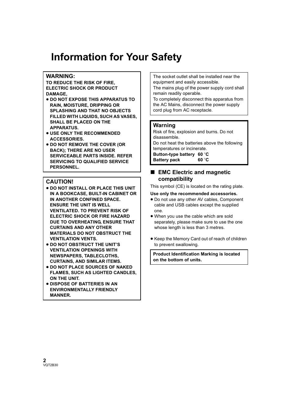 Information for your safety | Philips AVCHD HDC-TM20 User Manual | Page 2 / 148