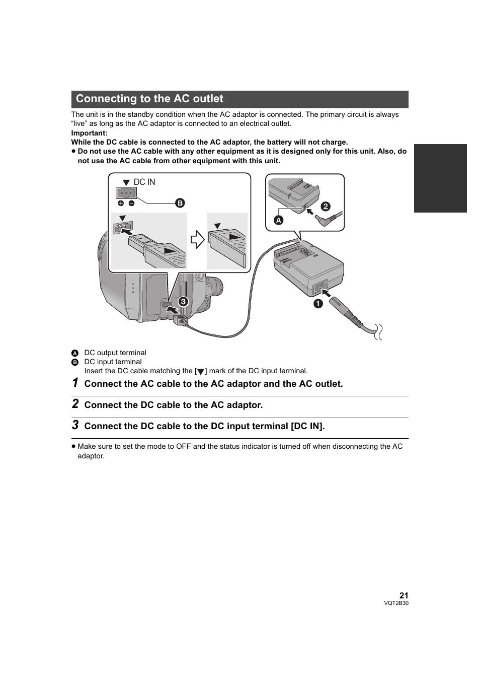 Connecting to the ac outlet, N] ( l 21) | Philips AVCHD HDC-TM20 User Manual | Page 21 / 148