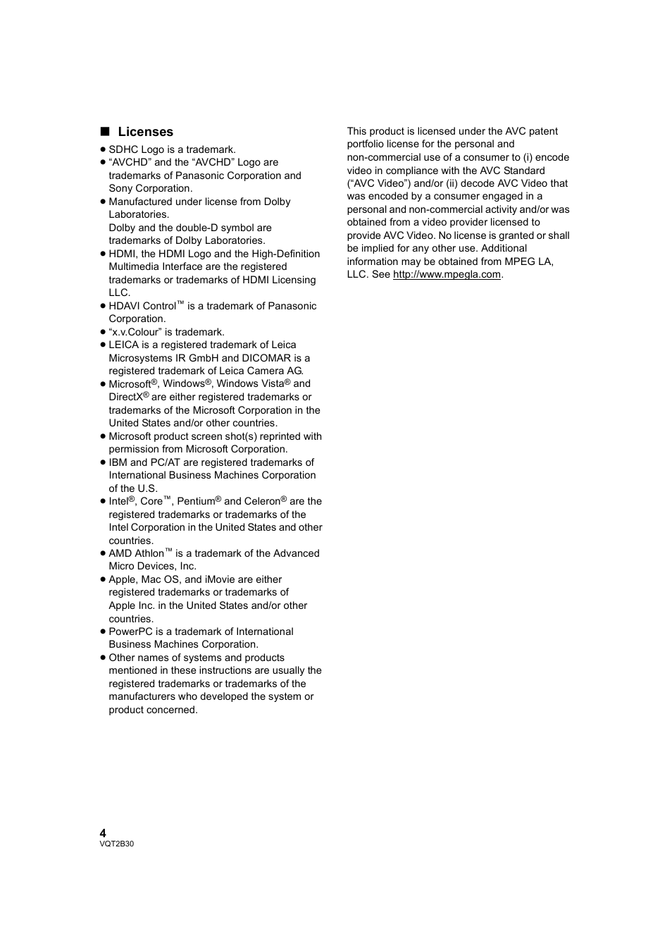 Licenses | Philips AVCHD HDC-TM20 User Manual | Page 4 / 148