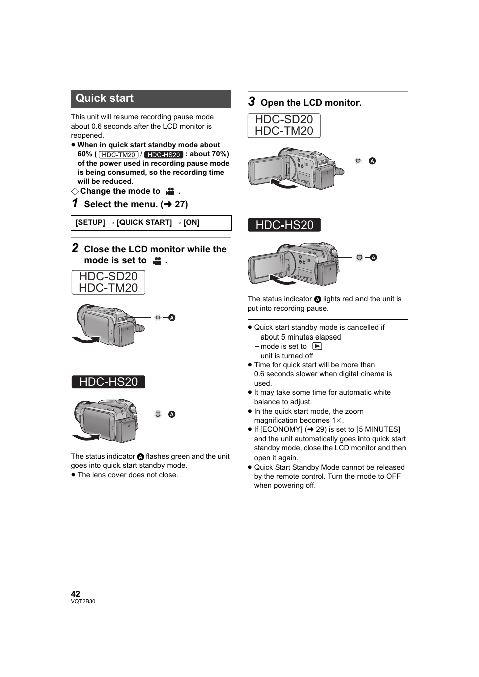 Quick start, L 42) | Philips AVCHD HDC-TM20 User Manual | Page 42 / 148