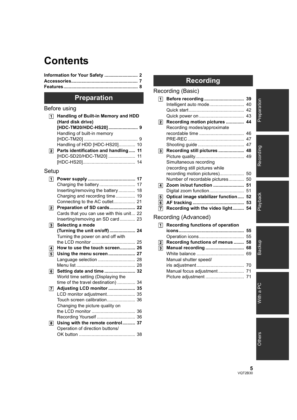 Philips AVCHD HDC-TM20 User Manual | Page 5 / 148
