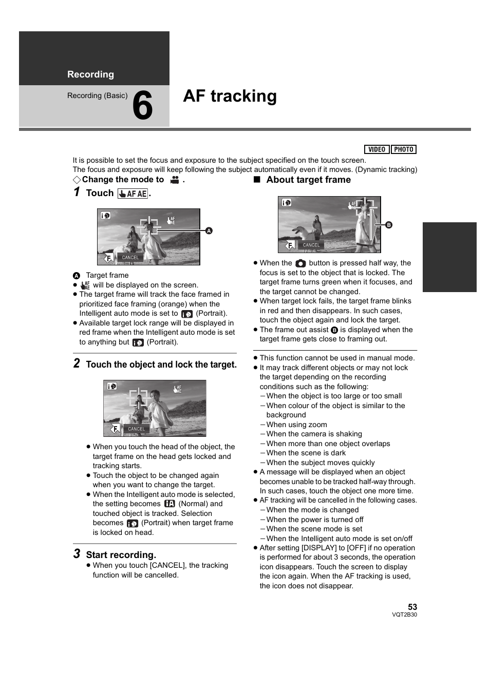 Af tracking, 6] af tracking | Philips AVCHD HDC-TM20 User Manual | Page 53 / 148