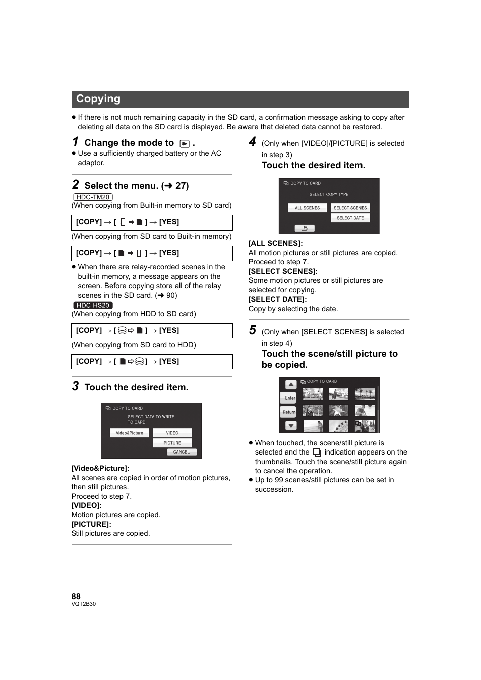 Copying, L 88) | Philips AVCHD HDC-TM20 User Manual | Page 88 / 148