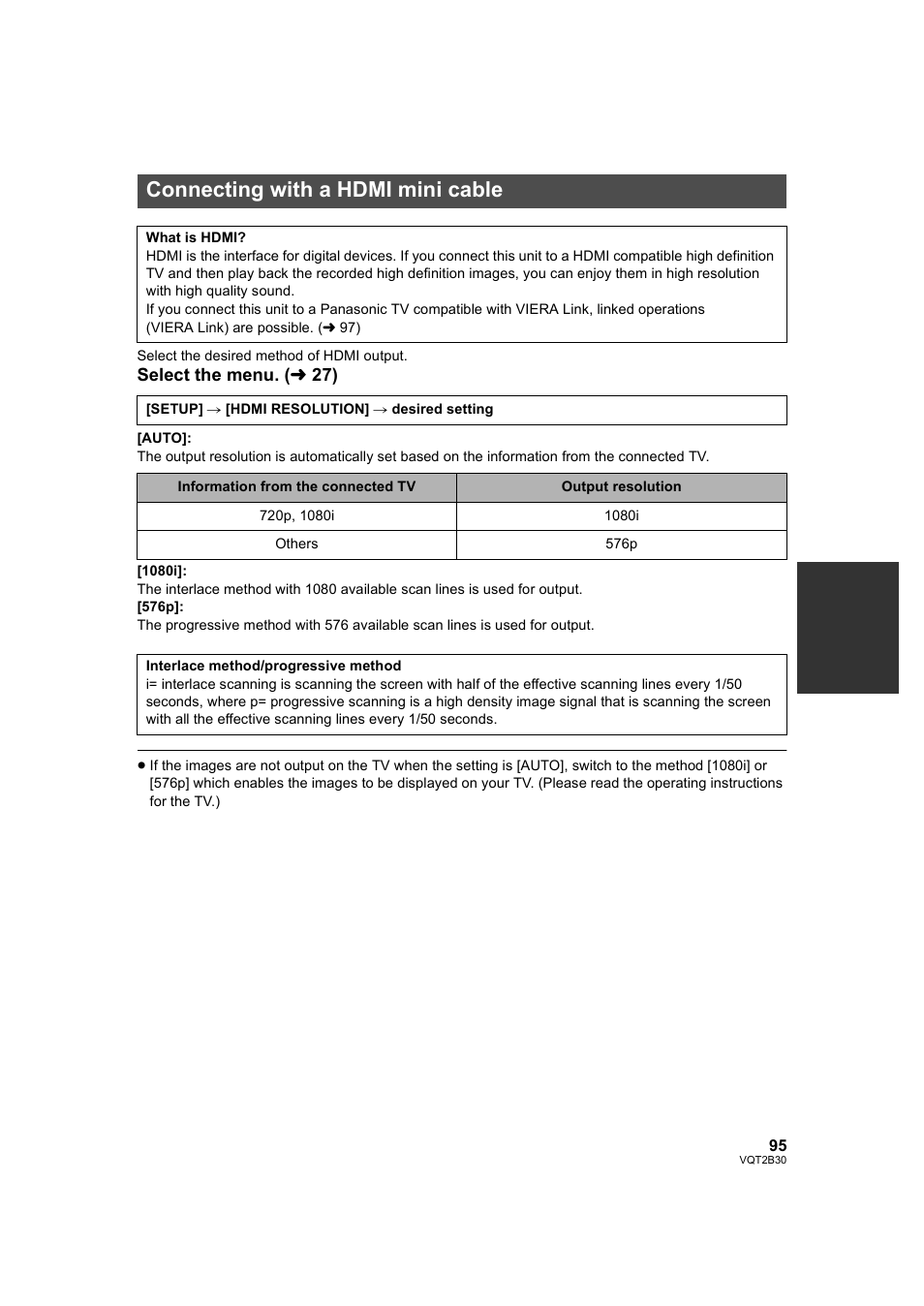 Connecting with a hdmi mini cable, L 95), L 95) irre | L 95 | Philips AVCHD HDC-TM20 User Manual | Page 95 / 148