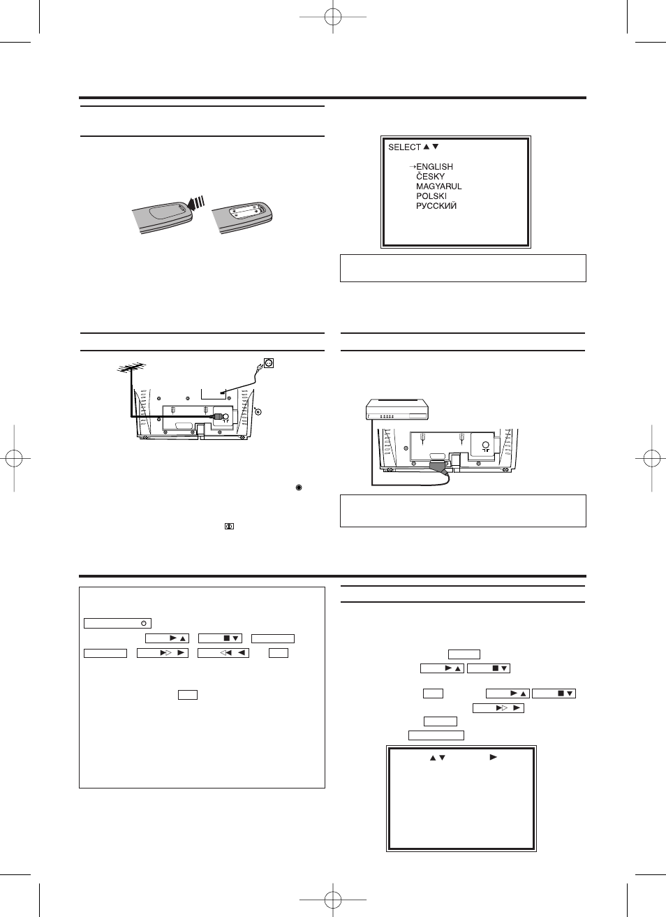 Connecting the tv-video combi, Preparing the remote control for operation, Connecting the cable | Connecting additional devices, Navigation in the screen menu | Philips 21PV358 User Manual | Page 6 / 20