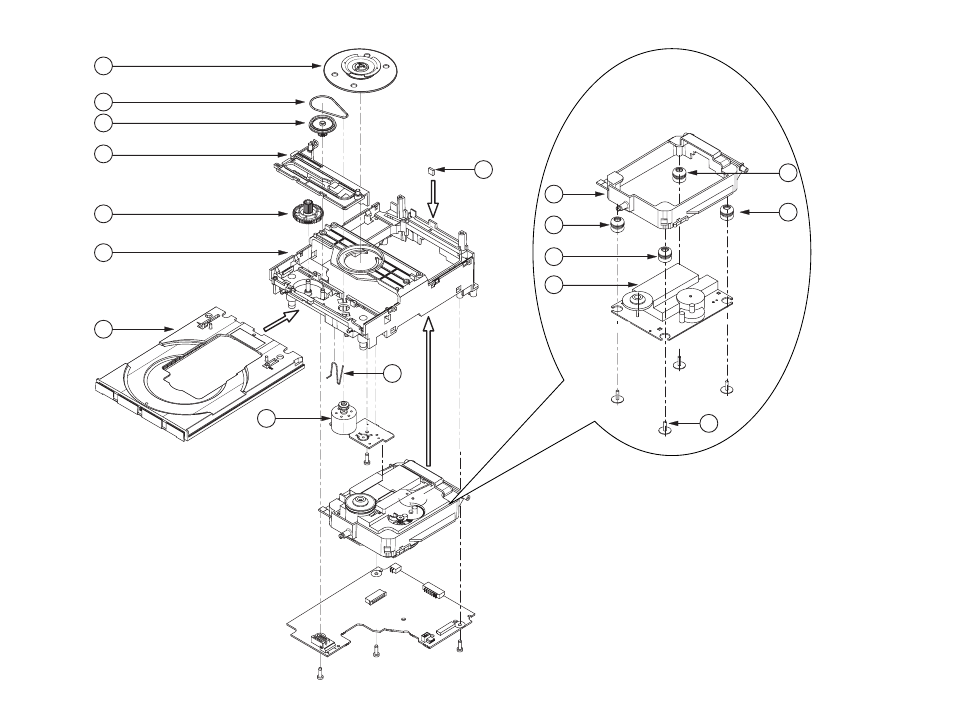 Expl. view cd loader | Philips CDR796 User Manual | Page 44 / 52