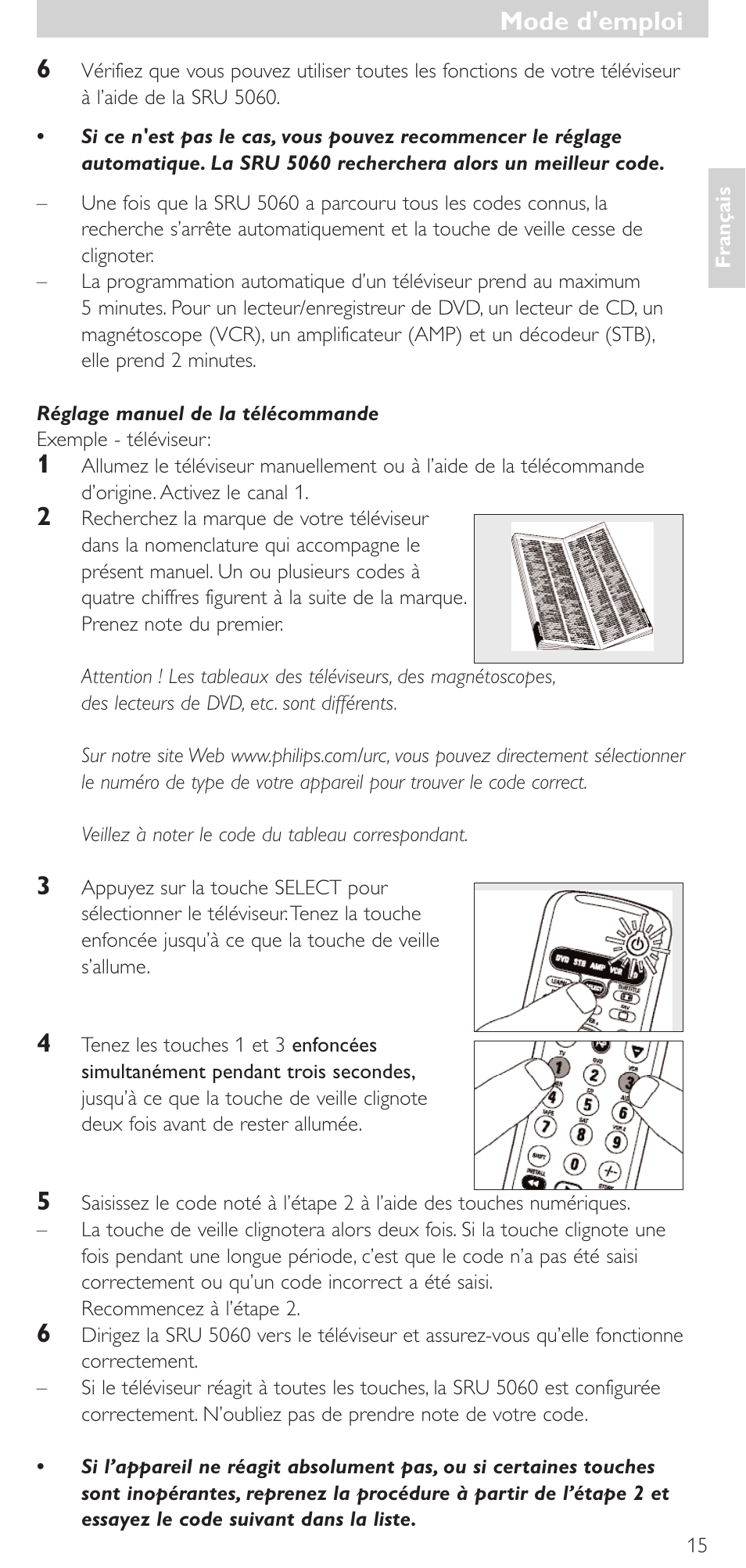 Mode d'emploi | Philips SRU 5086 User Manual | Page 15 / 104