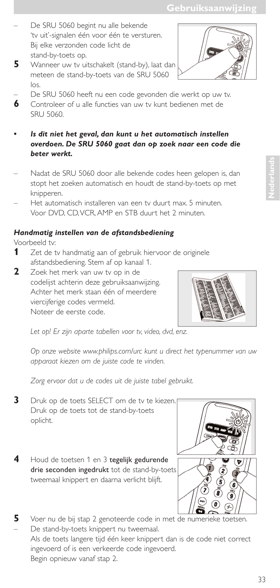 Gebruiksaanwijzing | Philips SRU 5086 User Manual | Page 33 / 104