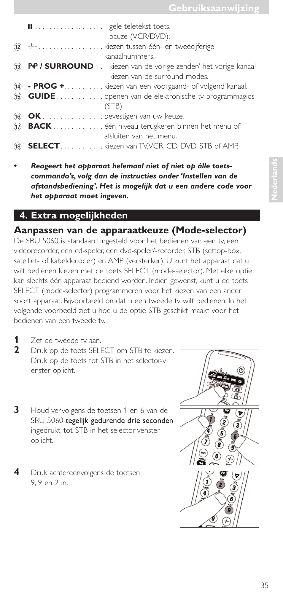 Gebruiksaanwijzing | Philips SRU 5086 User Manual | Page 35 / 104