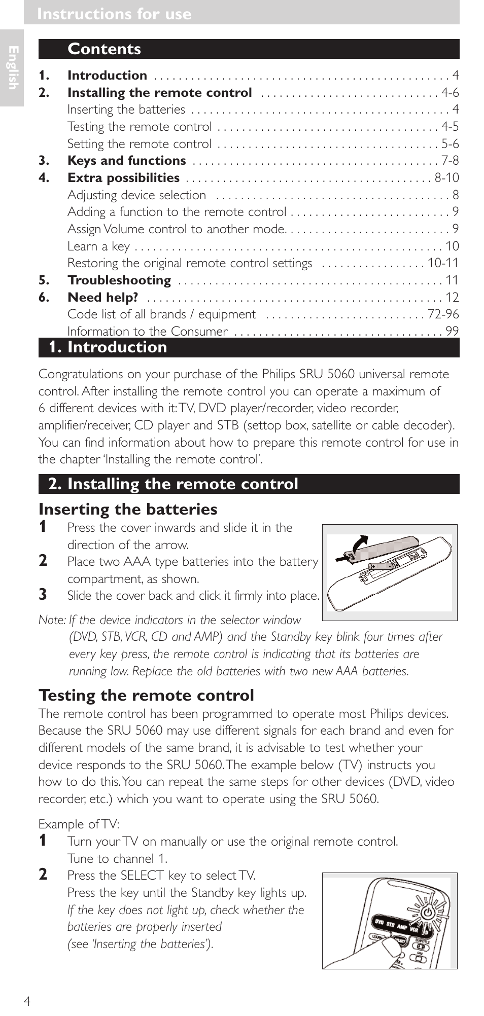 Philips SRU 5086 User Manual | Page 4 / 104