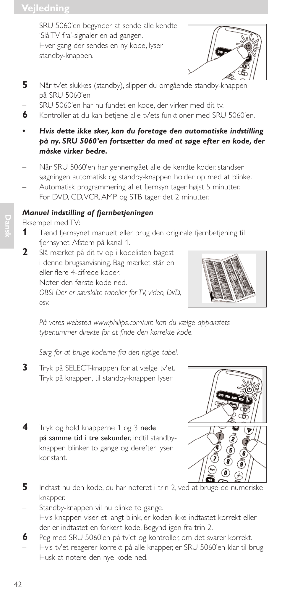 Vejledning | Philips SRU 5086 User Manual | Page 42 / 104