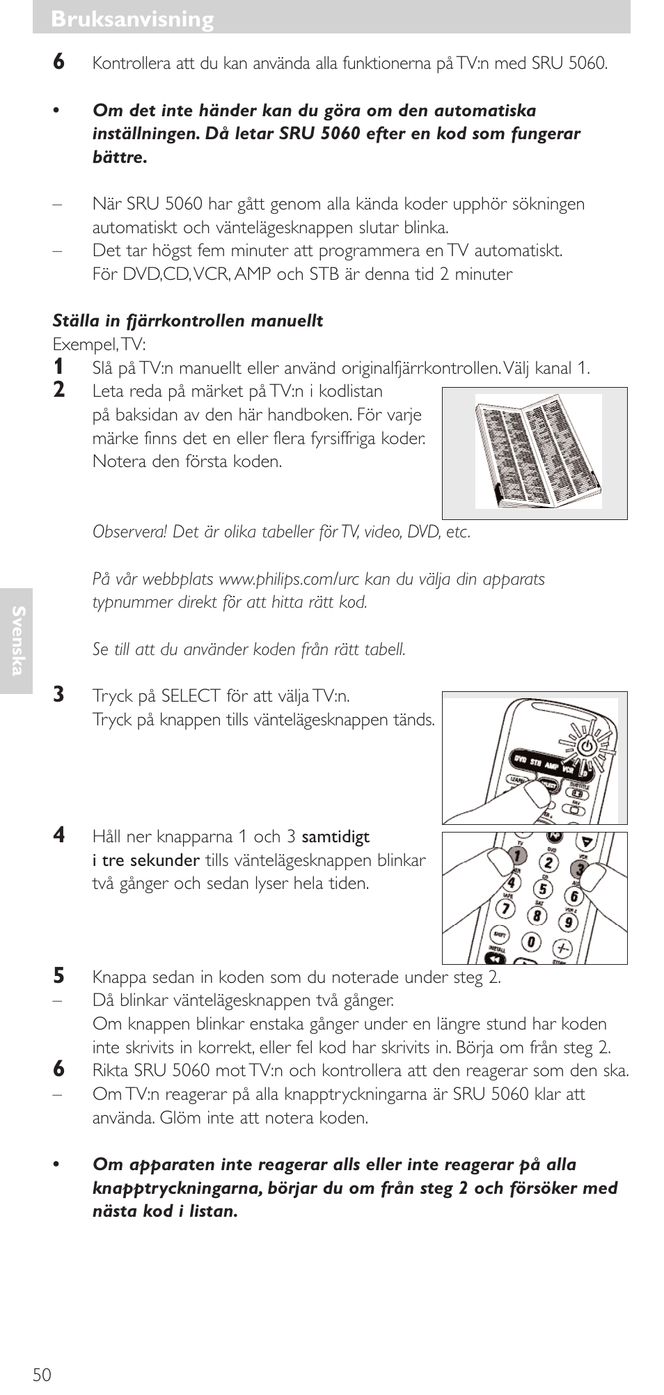 Bruksanvisning | Philips SRU 5086 User Manual | Page 50 / 104