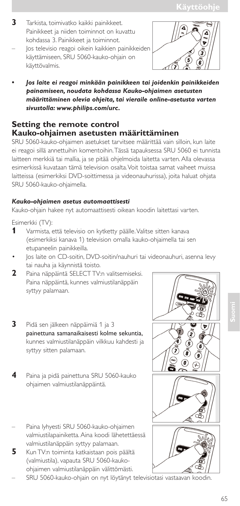 Käyttöohje, Käyttöohje 3 | Philips SRU 5086 User Manual | Page 65 / 104