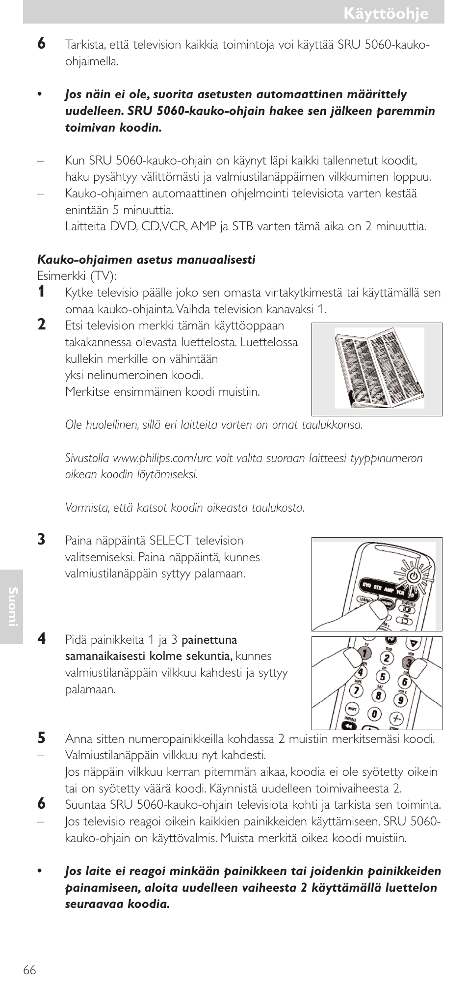 Käyttöohje | Philips SRU 5086 User Manual | Page 66 / 104