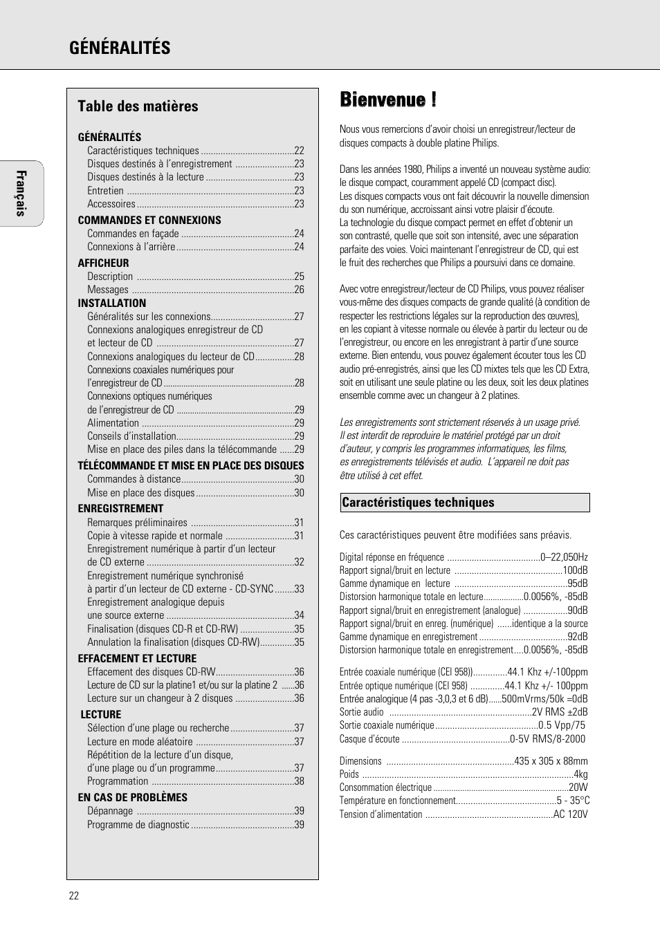 Bbiie en nvve en nu ue e, Généralités | Philips 765 User Manual | Page 24 / 60