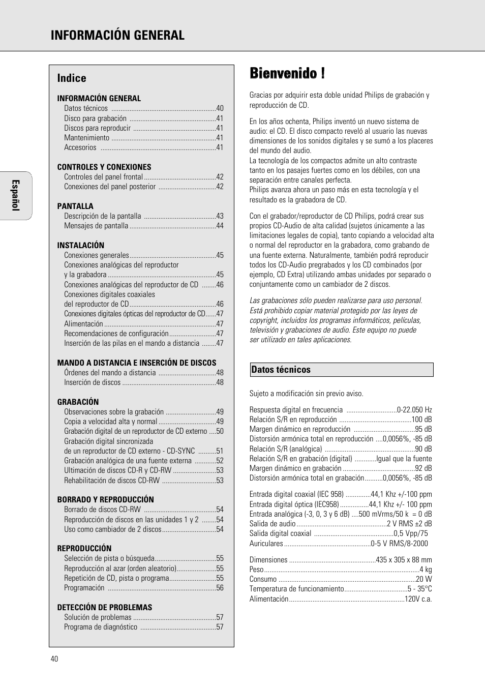 Bbiie en nvve en niid do o, Información general | Philips 765 User Manual | Page 42 / 60