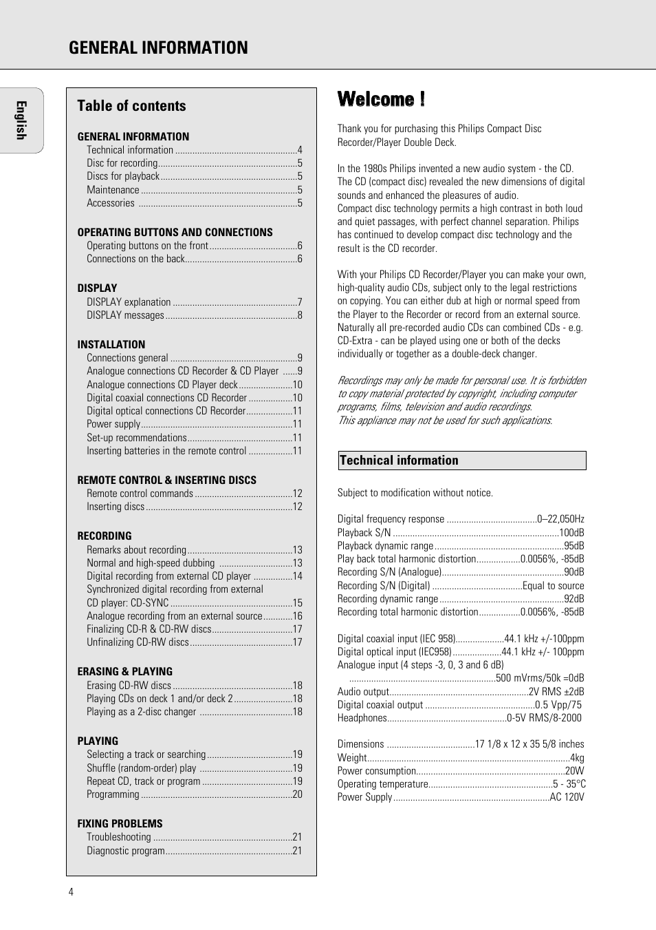 Wwe ellc co om me e, General information | Philips 765 User Manual | Page 6 / 60