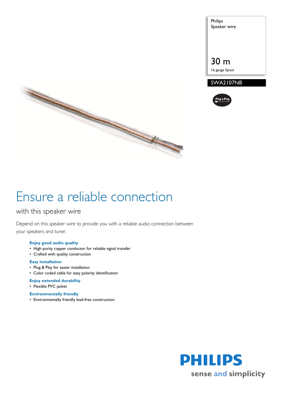 Philips SWA2107NB User Manual | 2 pages