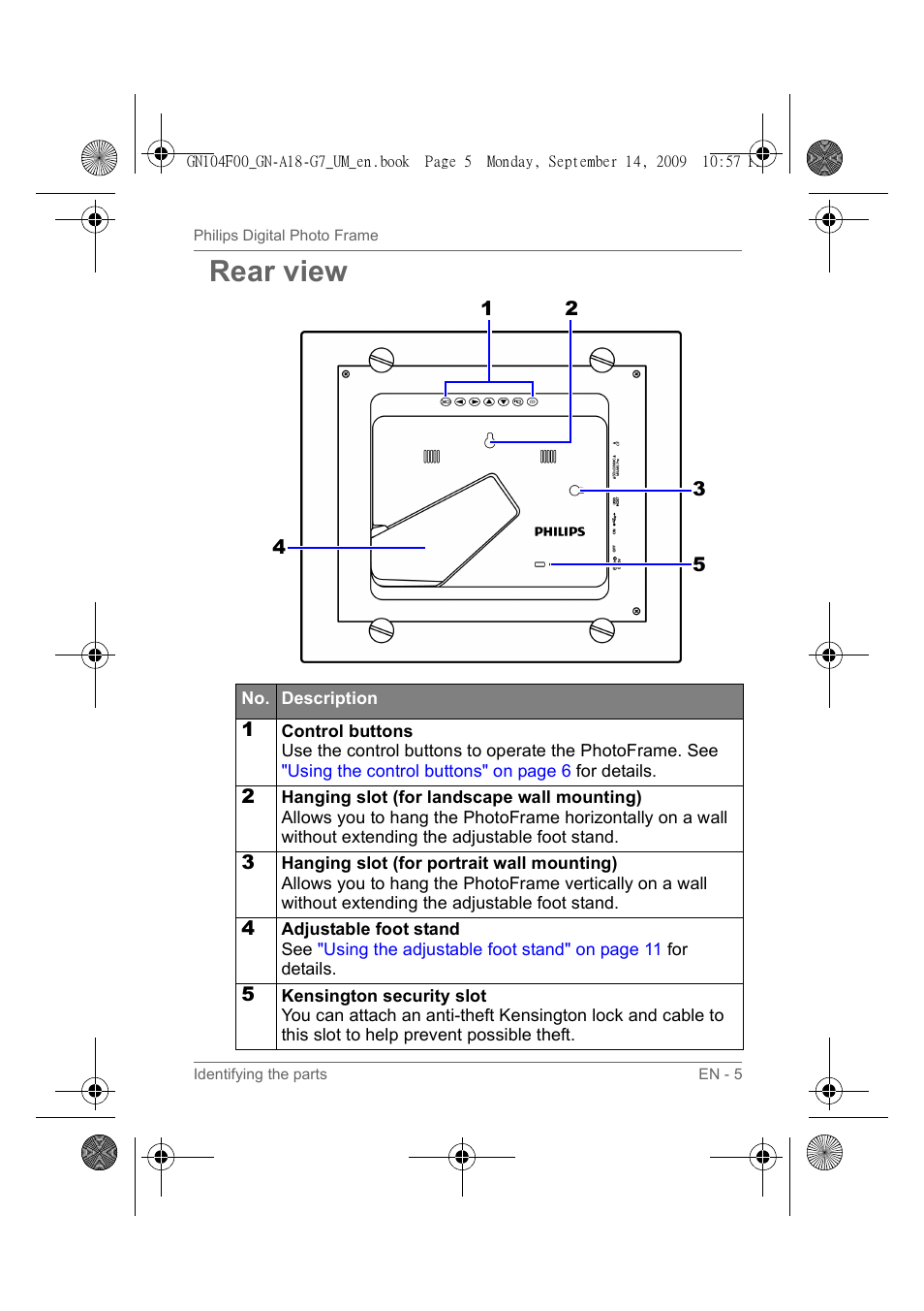 Rear view | Philips SPF3410/G7 User Manual | Page 10 / 44