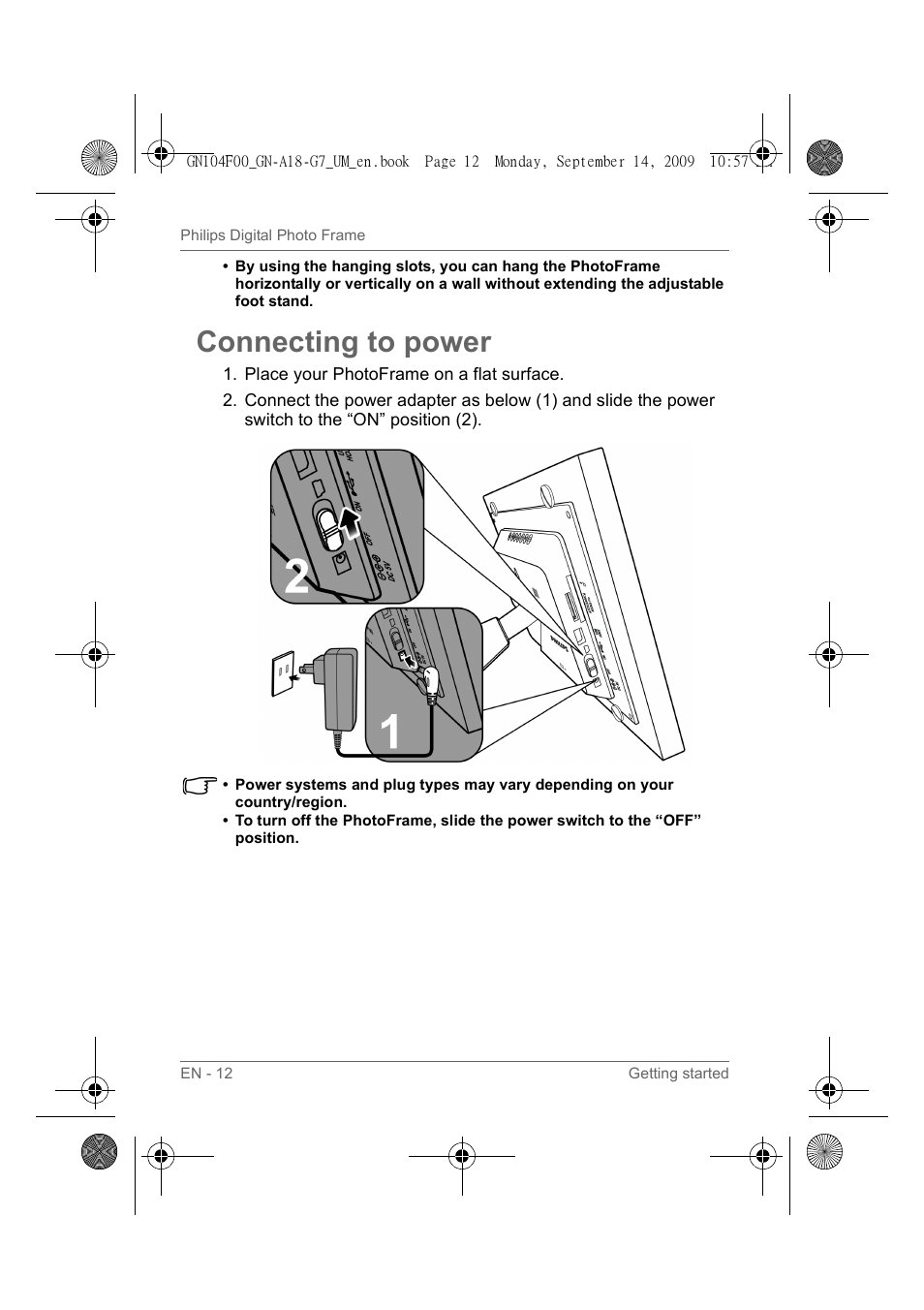 Connecting to power | Philips SPF3410/G7 User Manual | Page 17 / 44