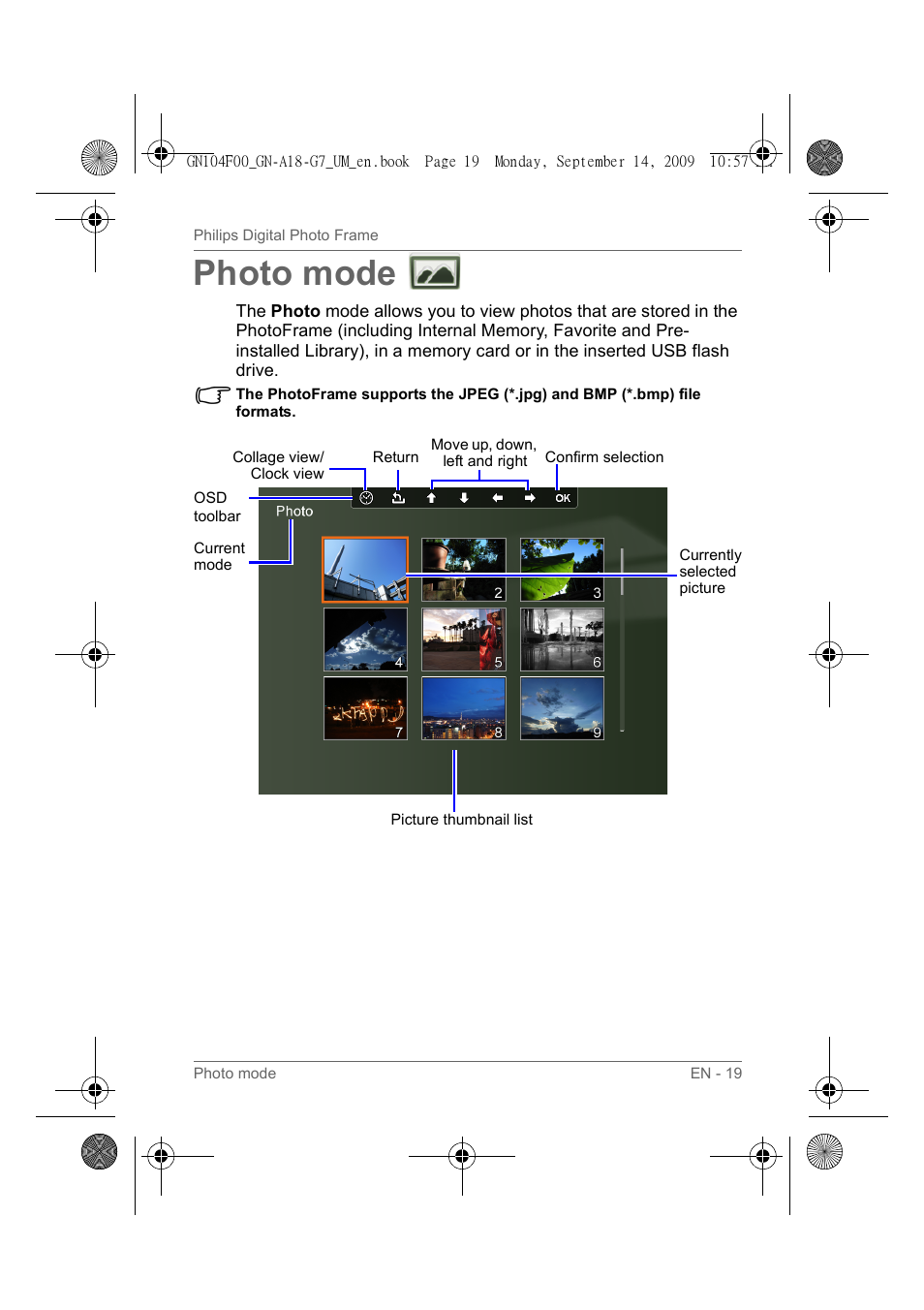 Photo mode | Philips SPF3410/G7 User Manual | Page 24 / 44