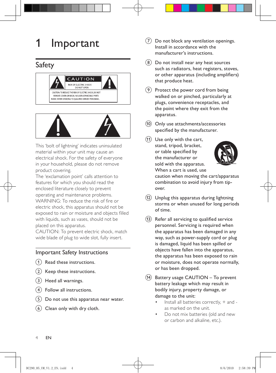 1 important, Safety | Philips DC290/05 User Manual | Page 3 / 16