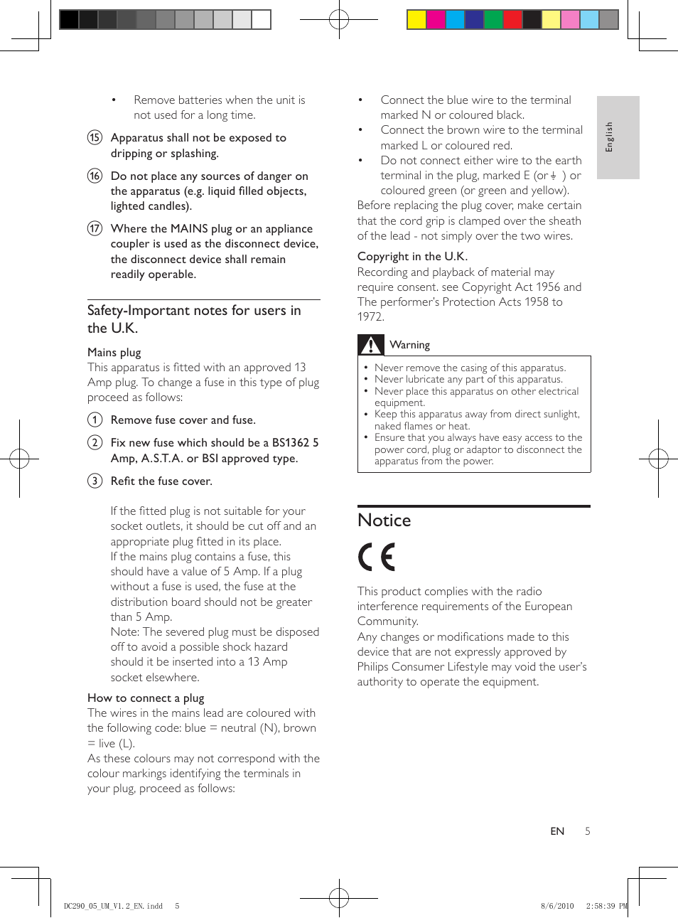Notice | Philips DC290/05 User Manual | Page 4 / 16