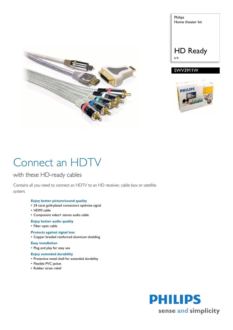 Philips HD Ready SWV3911W/17 User Manual | 2 pages