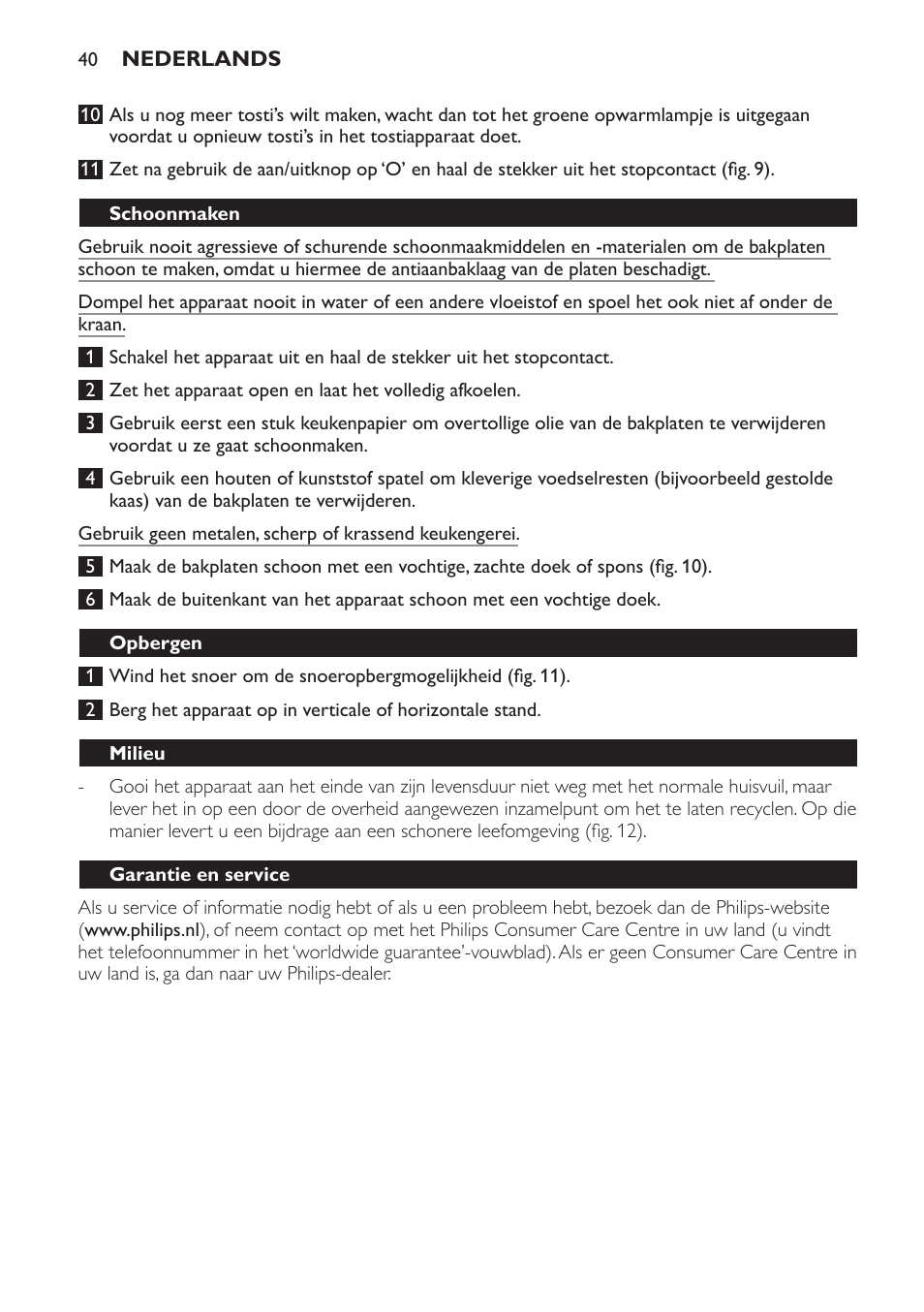 Schoonmaken, Opbergen, Milieu | Garantie en service, Recepten, Tosti’s, Tosti met ham, kaas en ananas | Philips 4222 001 96094 HD2384 User Manual | Page 40 / 60