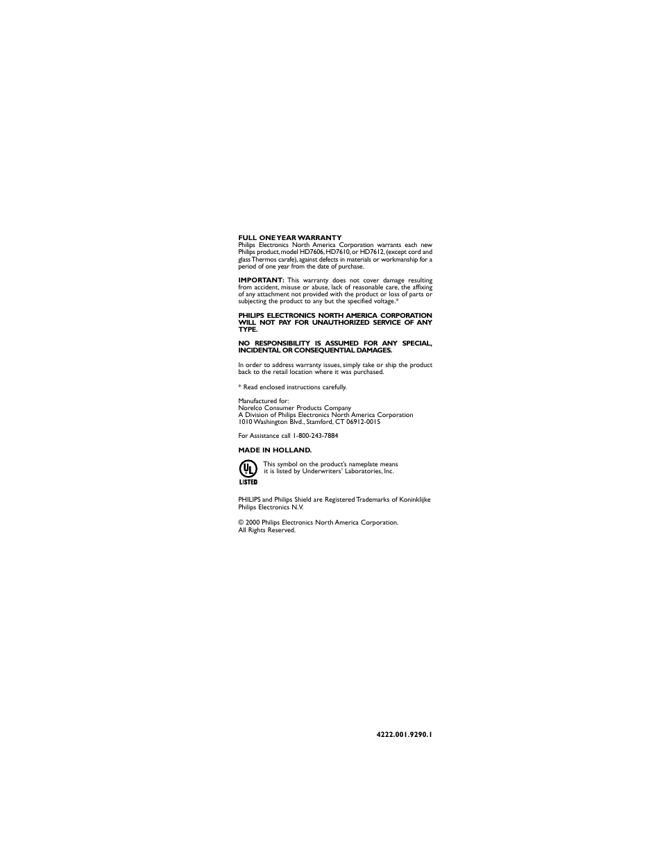 Philips HD7612 User Manual | Page 15 / 15