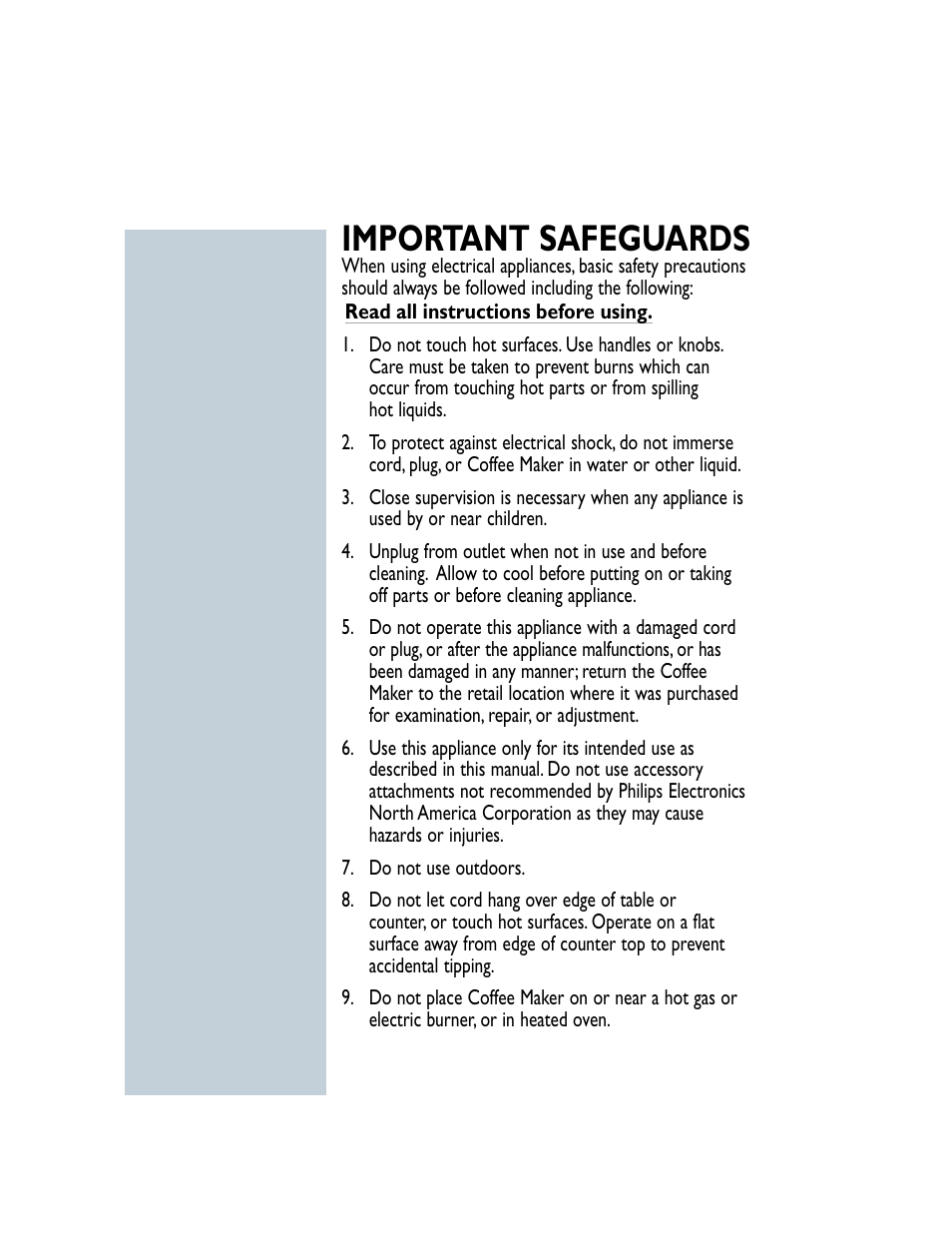 Important safeguards | Philips HD7612 User Manual | Page 2 / 15