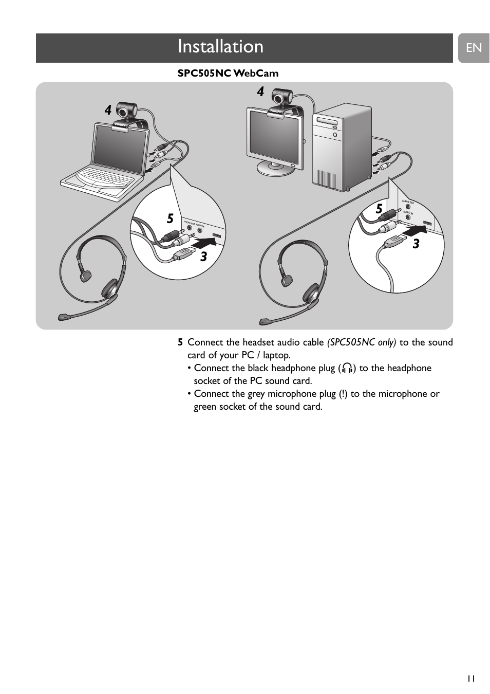 Installation | Philips SPC505NC/27 User Manual | Page 11 / 22