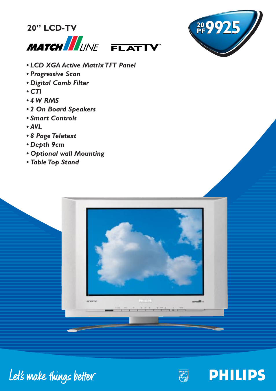 Philips 20" LCD-TV PF9925 User Manual | 2 pages