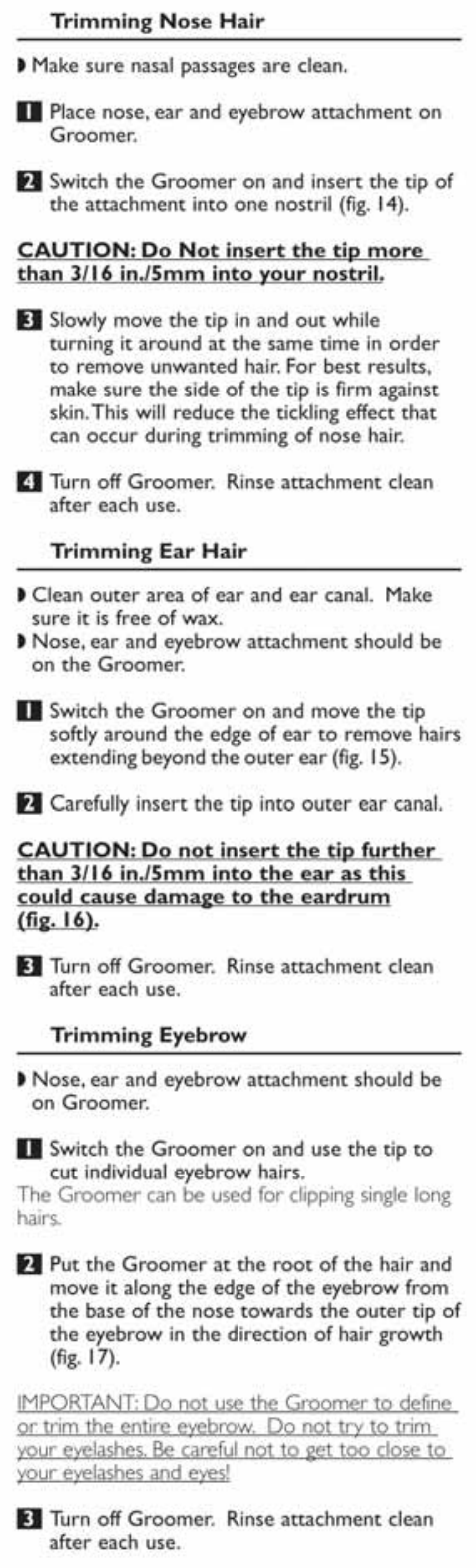 Cautio_n;.po not insert more, Tbaoj/l6jnj5nimjntq_your_no$tri, Caution; do not insert the tip further | Than 3/.!.^ into the w this, Could cause damage to the eardrum | Philips g380 User Manual | Page 10 / 17