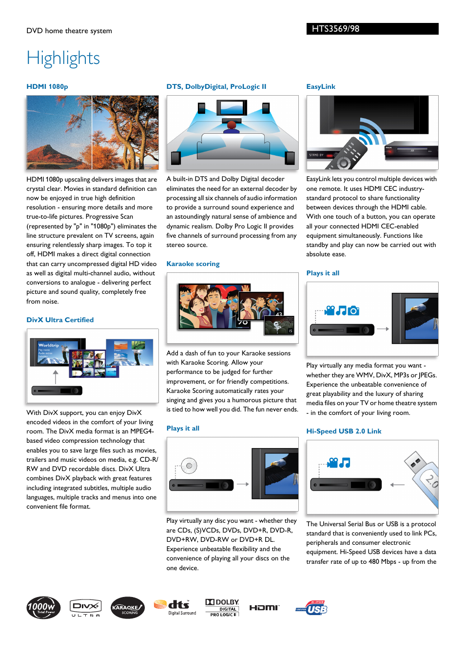 Highlights | Philips HTS3569/98 User Manual | Page 2 / 3