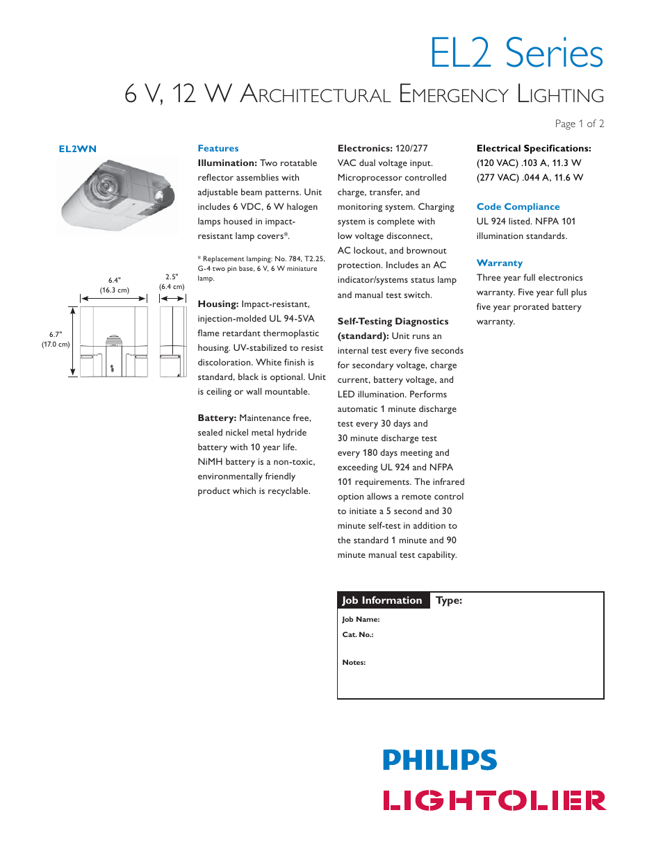 Philips EL2 Series User Manual | 2 pages