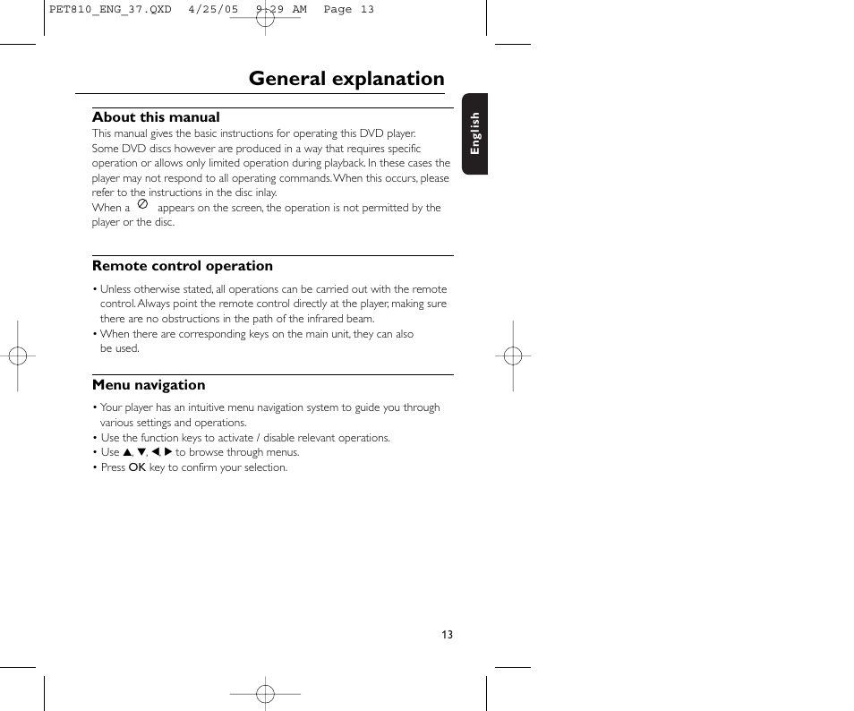 General explanation | Philips PET810/37B User Manual | Page 17 / 30