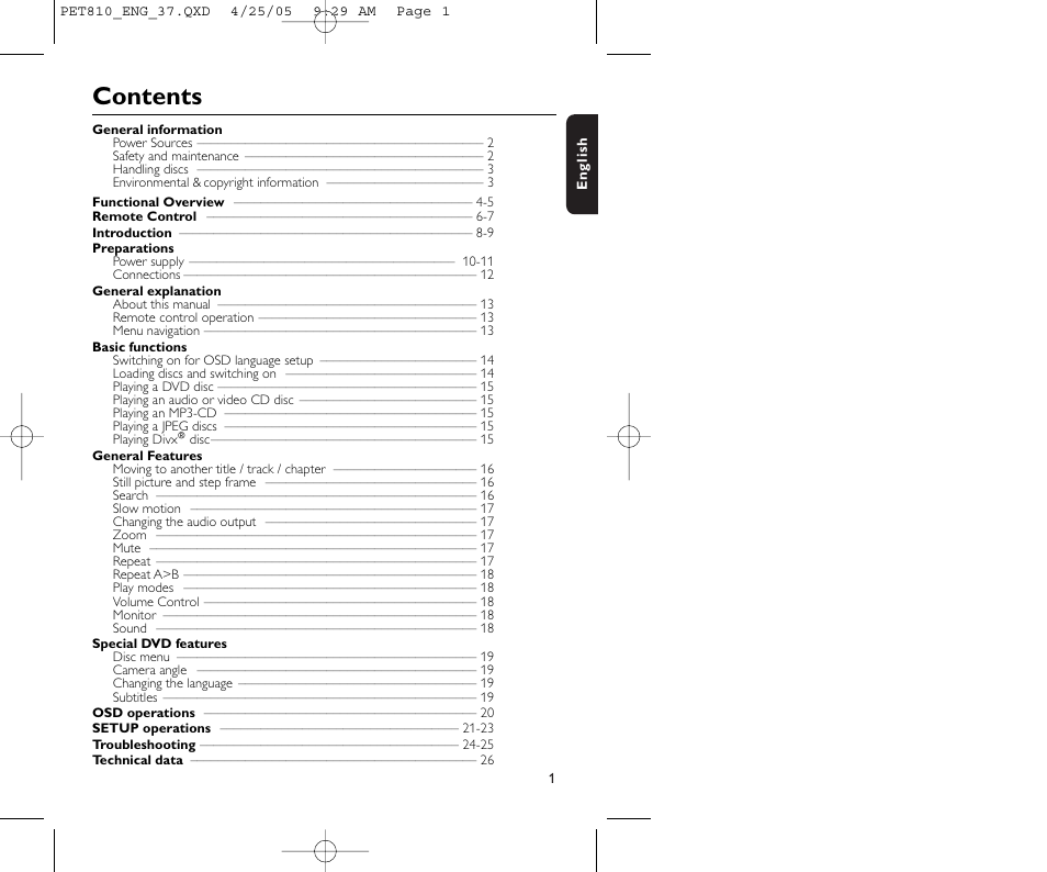 Philips PET810/37B User Manual | Page 5 / 30