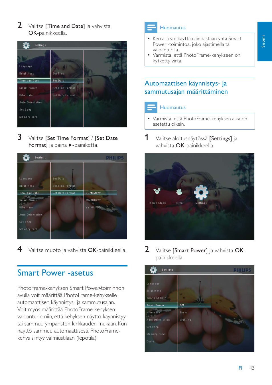 Smart power -asetus | Philips SPF7208 User Manual | Page 43 / 60