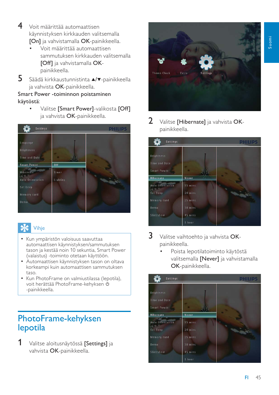 Photoframe-kehyksen lepotila 1 | Philips SPF7208 User Manual | Page 45 / 60