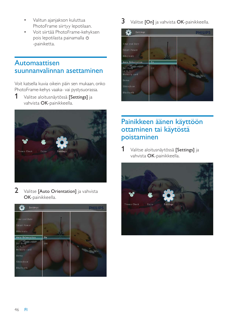 Automaattisen suunnanvalinnan asettaminen | Philips SPF7208 User Manual | Page 46 / 60