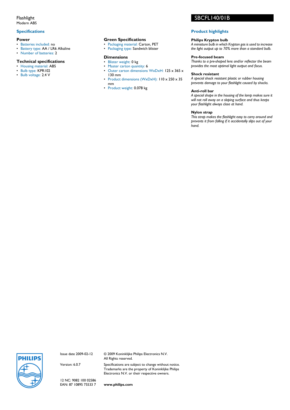 Philips SBCFL140 User Manual | Page 2 / 2