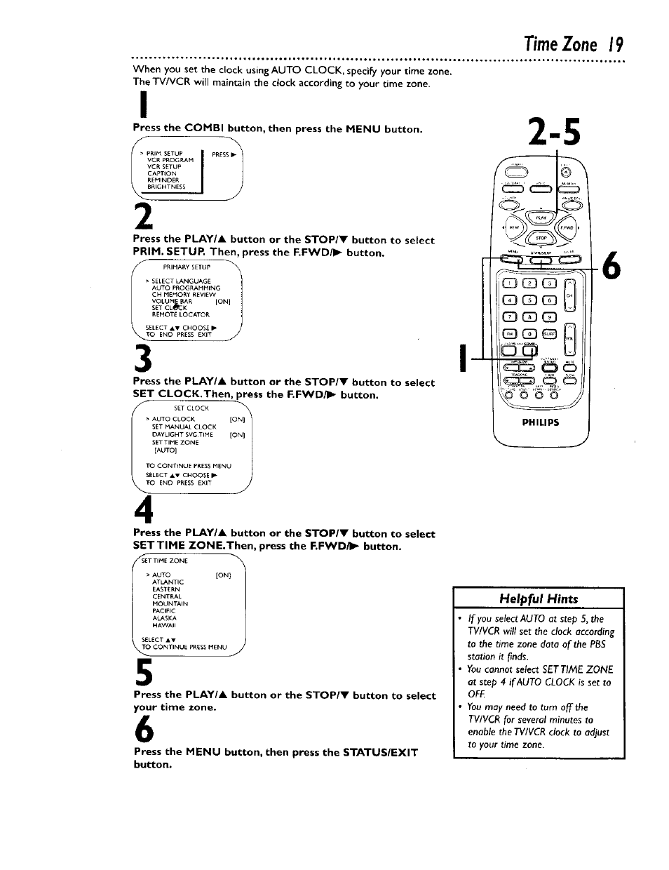 Time zone 19 | Philips CCB 134AT User Manual | Page 19 / 68