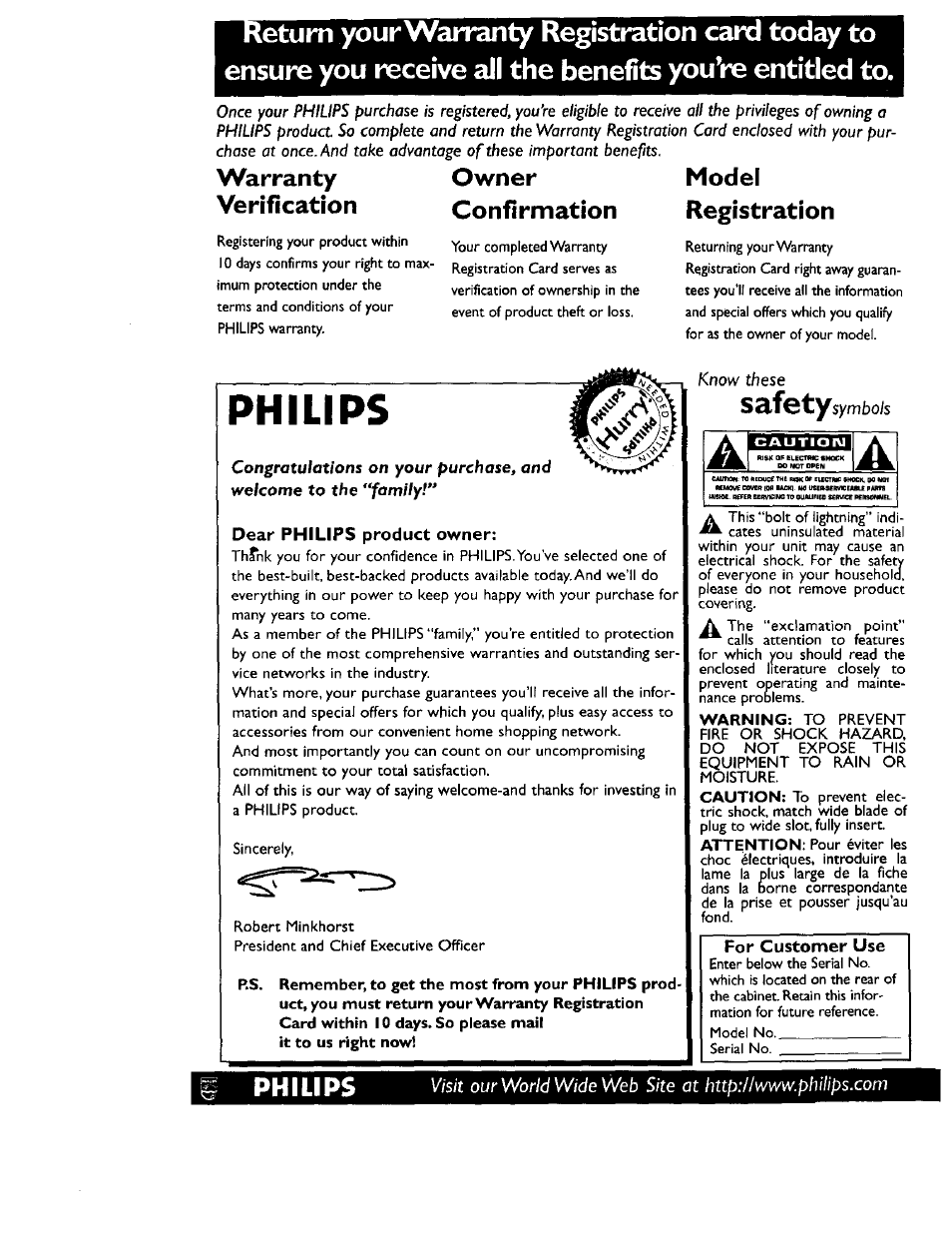 Philips, Warranty verification, Owner confirmation | Model registration | Philips CCB 134AT User Manual | Page 2 / 68