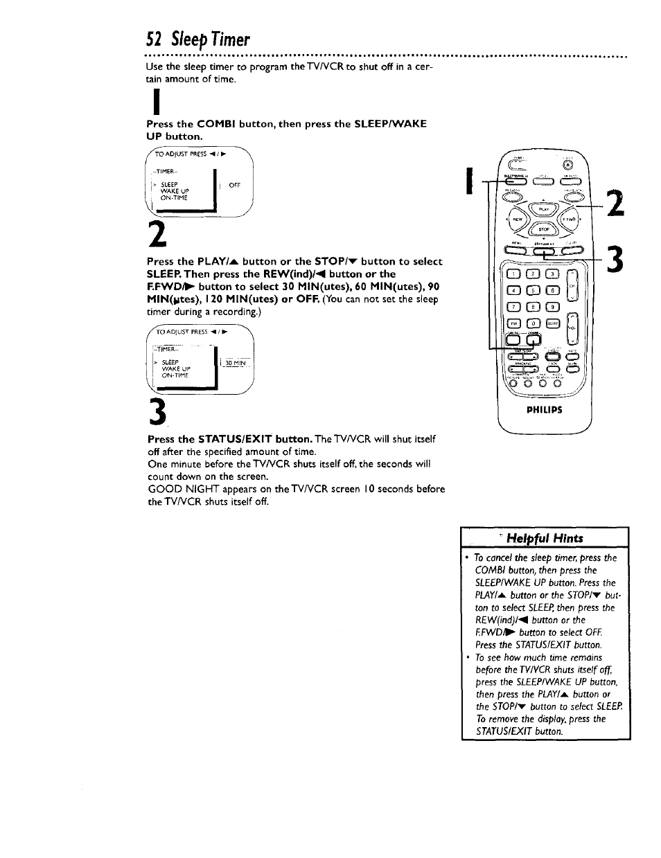 52 sleep timer | Philips CCB 134AT User Manual | Page 52 / 68